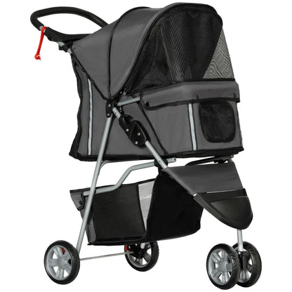 PawHut 3 Wheel Pet Stroller for Small and Miniature Dogs in Charcoal Grey