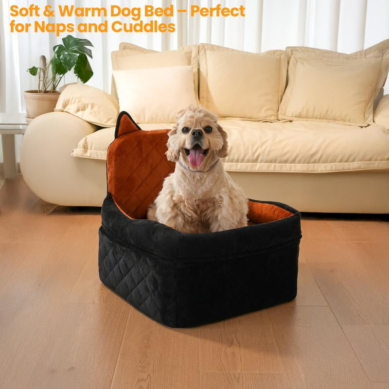 Zvrpet Dog Car Seat Fully Detachable and Washable Memory Foam Covered Car-Mounted Pet Kennel Soft Fabric Easy to Install with Adjustable Straps Anti-Slip Bottom Cover for Back Seat Pet Car Bed for Car SUV Outdoorfun Travel Dog Bed Pet Bed Cat Bed